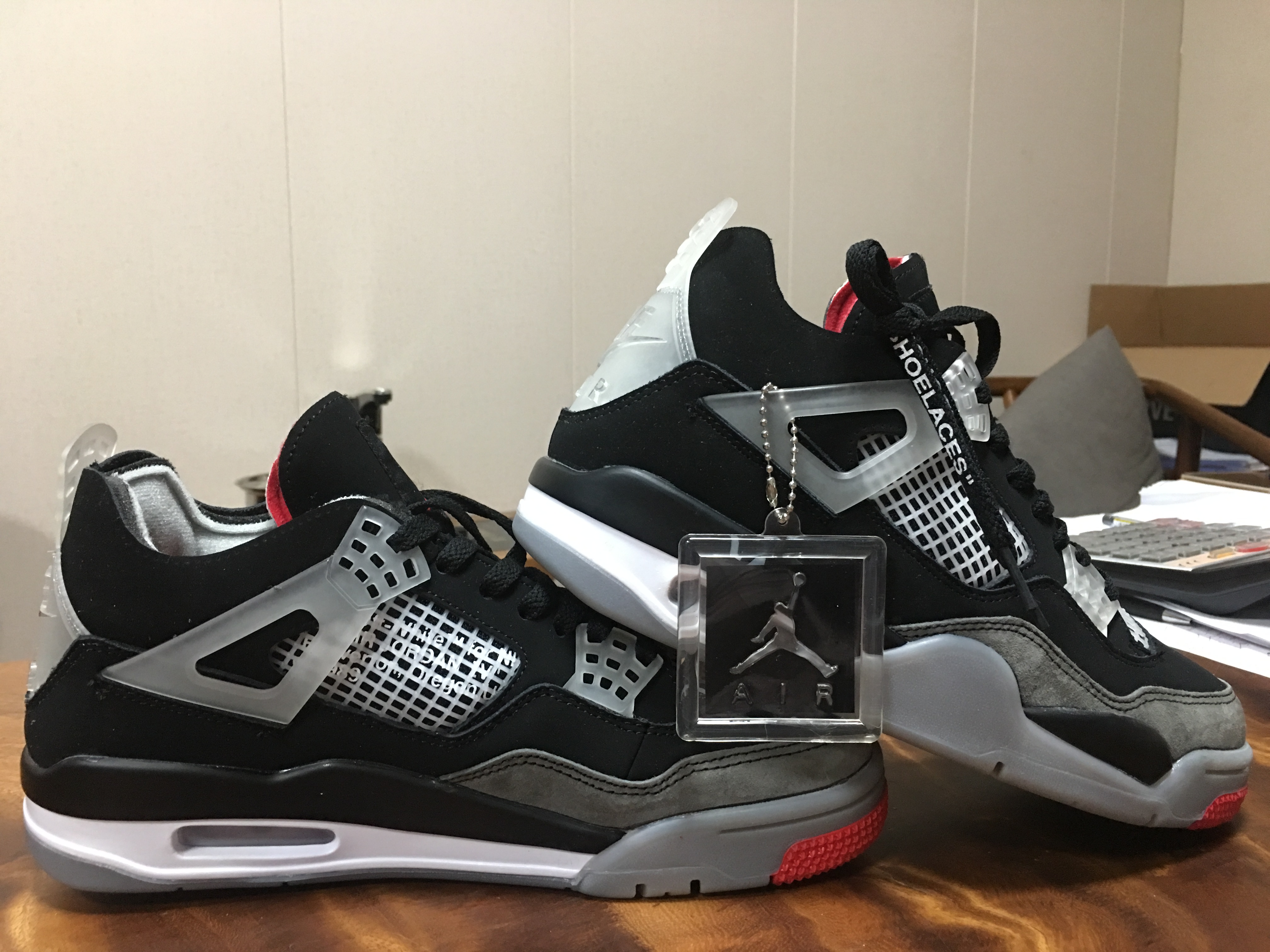 2020 Air Jordan 4 Retr Black Grey Red Shoes